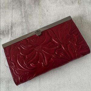 Patricia Nash Wallet Framed Tooled  Cauchy Lava Red